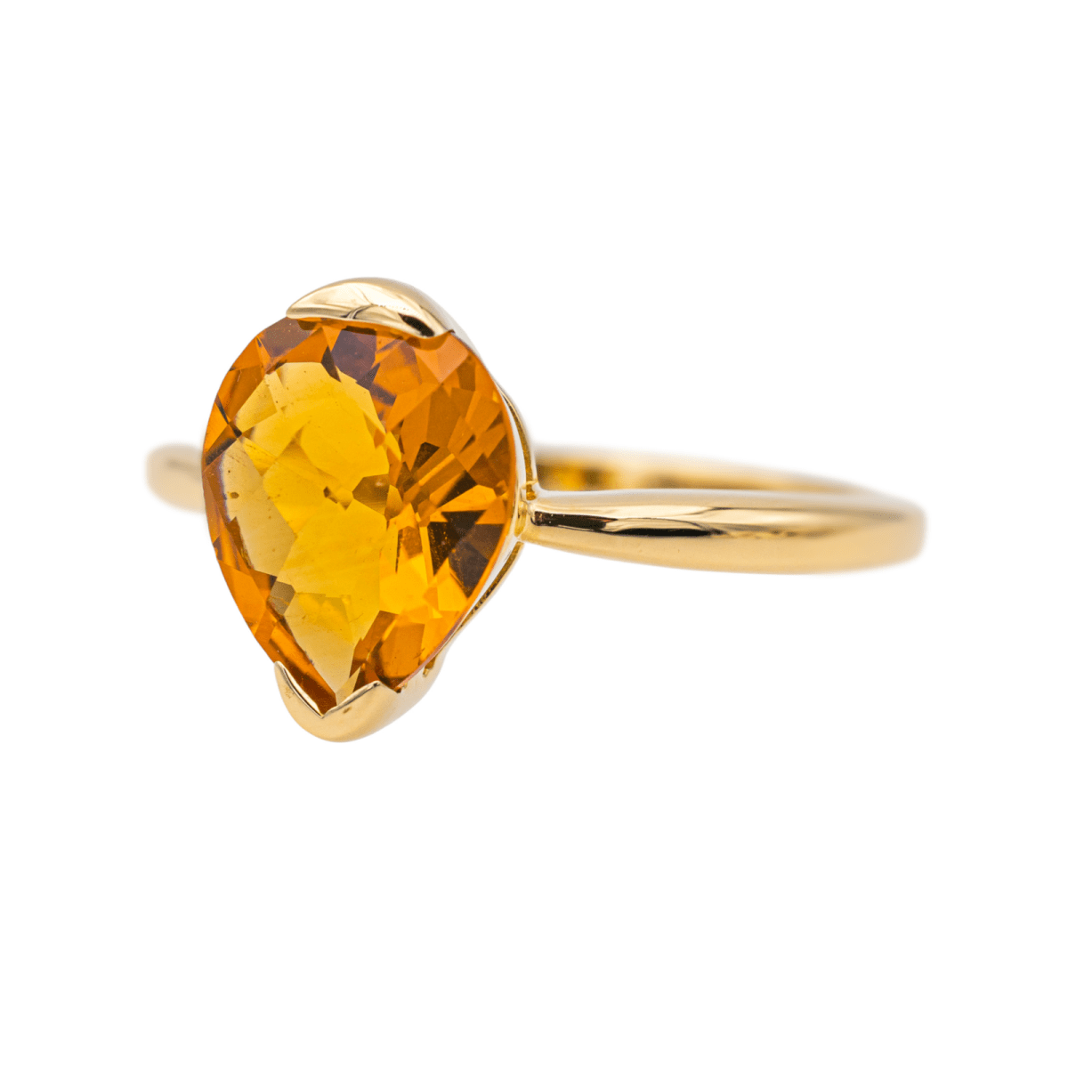 Bague Solitaire en or jaune et citrine - Castafiore