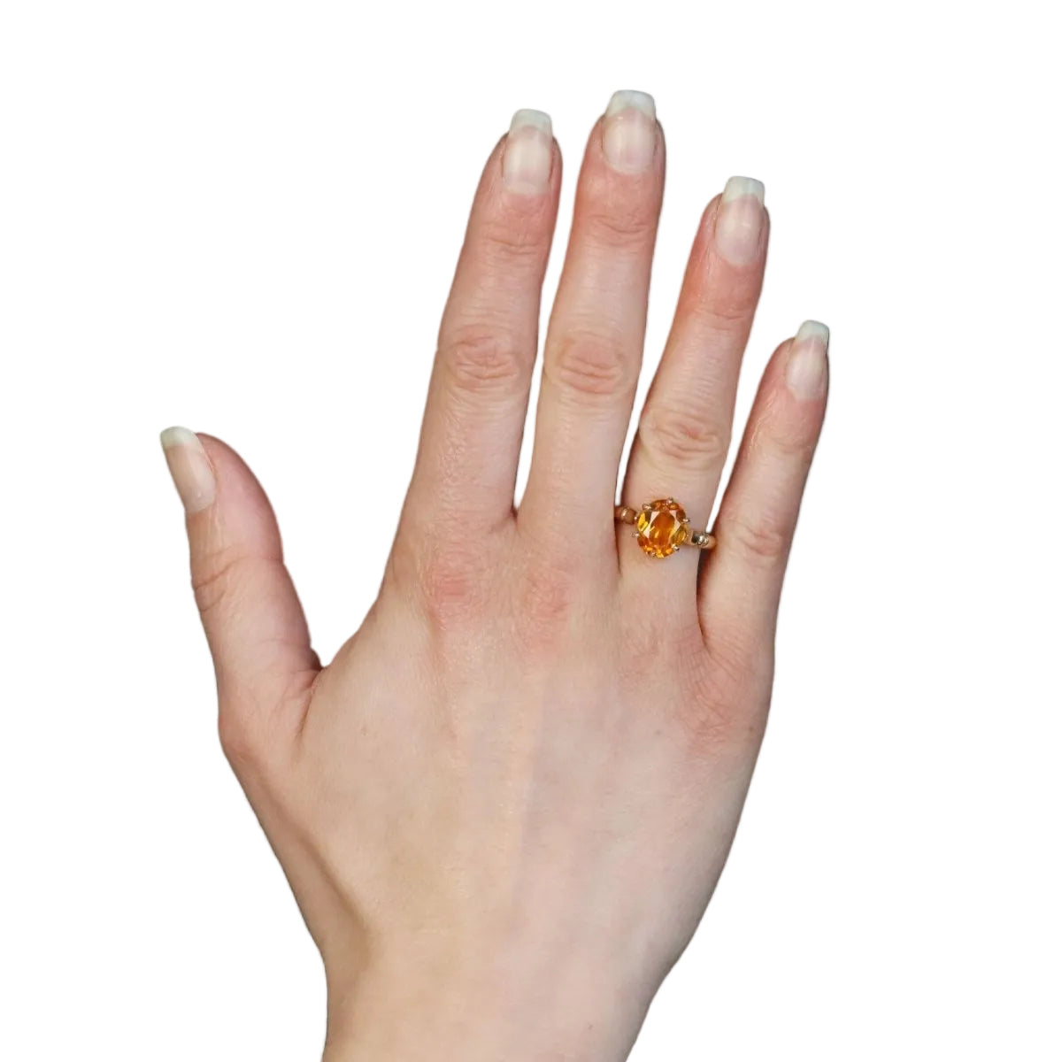 Bague solitaire en or jaune et citrine - Castafiore