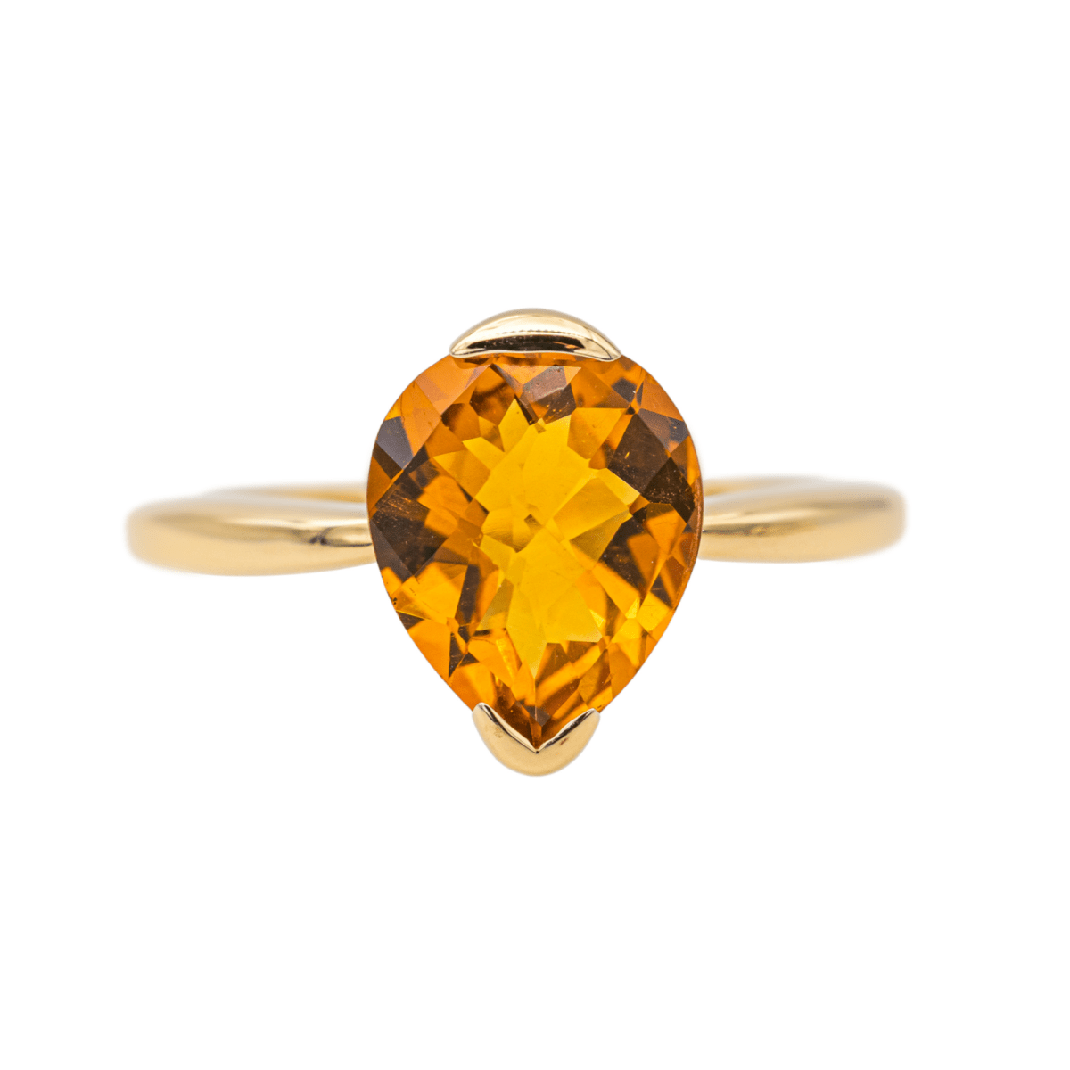 Bague Solitaire en or jaune et citrine - Castafiore