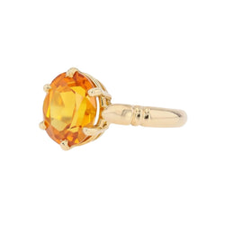 Bague solitaire en or jaune et citrine - Castafiore