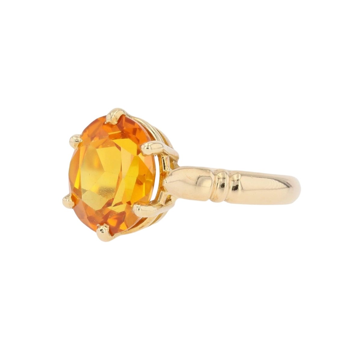 Bague solitaire en or jaune et citrine - Castafiore