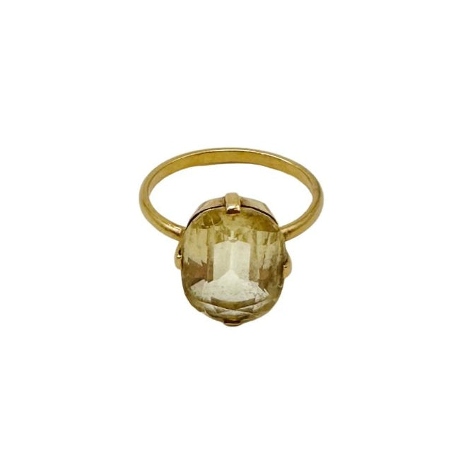 Bague Solitaire en or jaune et citrine - Castafiore