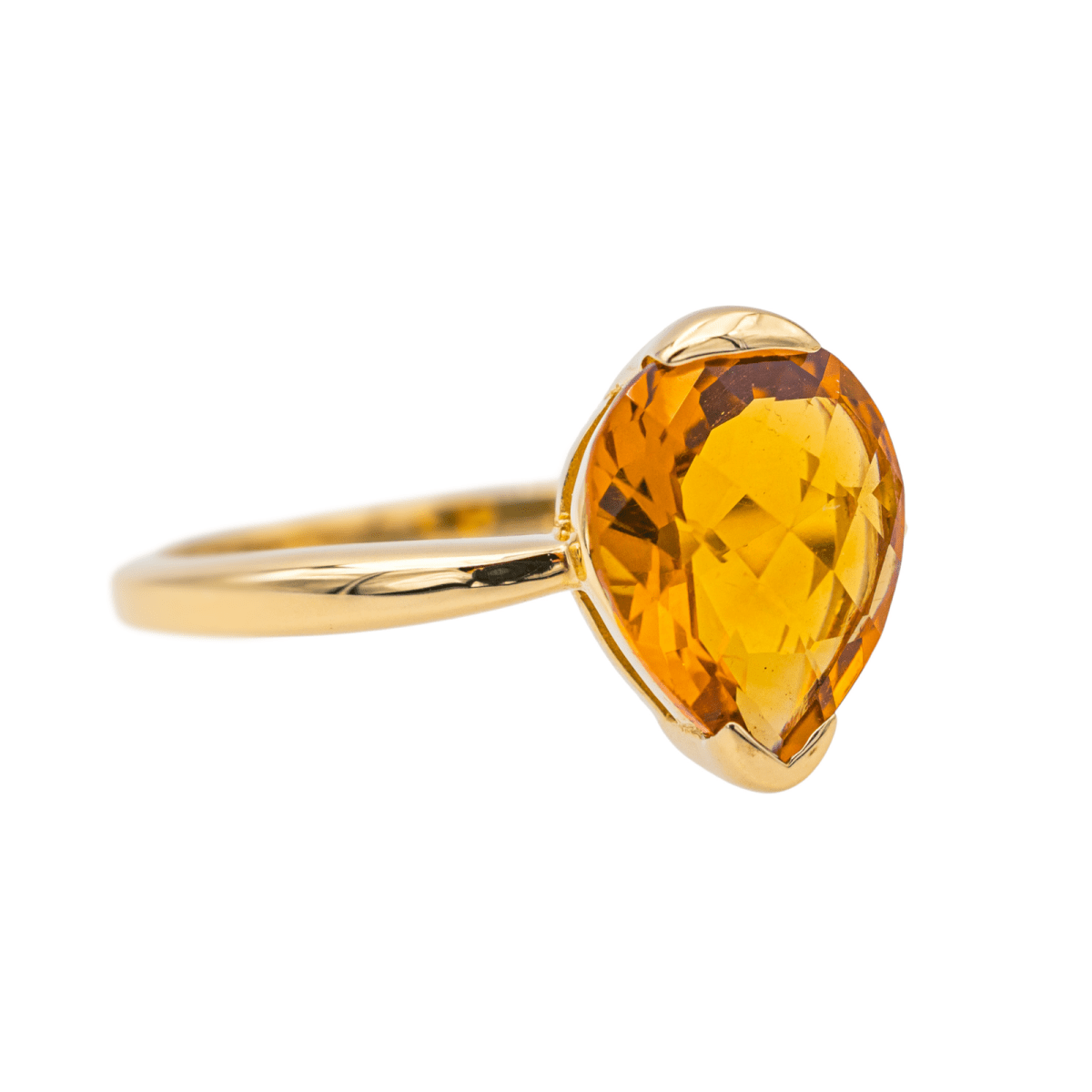 Bague Solitaire en or jaune et citrine - Castafiore