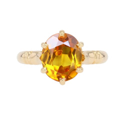 Bague solitaire en or jaune et citrine - Castafiore