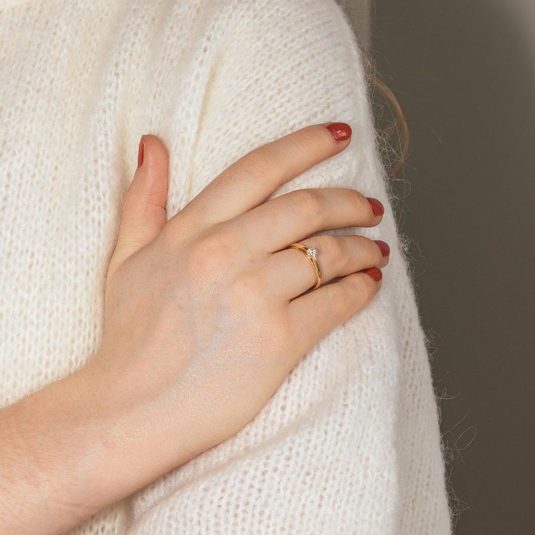 Bague Solitaire en or jaune et diamant - Castafiore