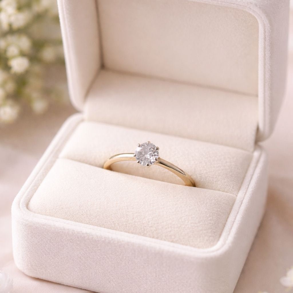 Bague Solitaire en or jaune et diamant - Castafiore