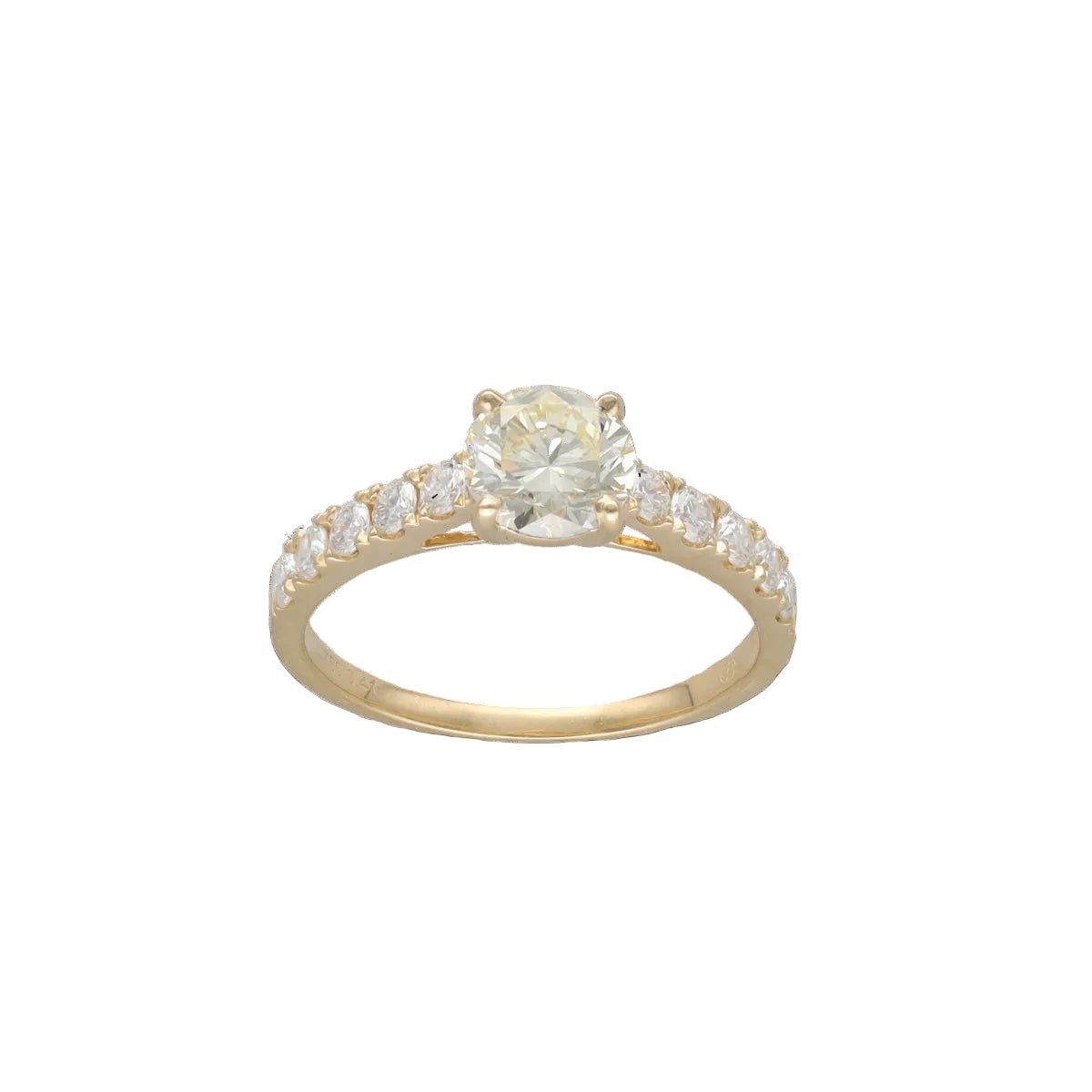 Solitaire diamond - 18k yellow gold - diamond Central 1.00 ct M-VS2 - Shouldered diamonds Diamonds 0.41 ct - Size 53-54