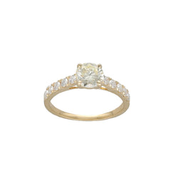 Solitaire diamond - 18k yellow gold - diamond Central 1.00 ct M-VS2 - Shouldered diamonds Diamonds 0.41 ct - Size 53-54