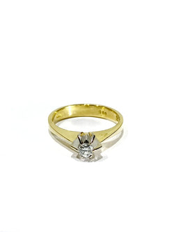 Bague Solitaire en or jaune et diamants - Castafiore