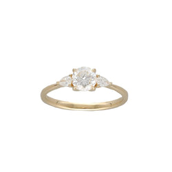 Solitaire diamonds - 18k yellow gold - diamond Central 0.62 ct H-VVS1 - Shouldered by 0.15 ct G-VS