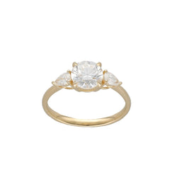 Solitaire diamond - 18k yellow gold - diamond Central 1.17 ct D-VVS2 - Surrounding 0.31 ct G-VS - Size 53.5