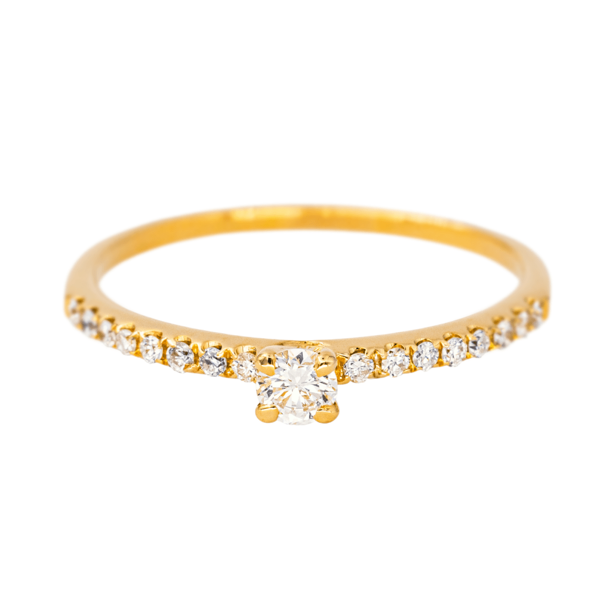 Bague Solitaire en or jaune et diamants - Castafiore