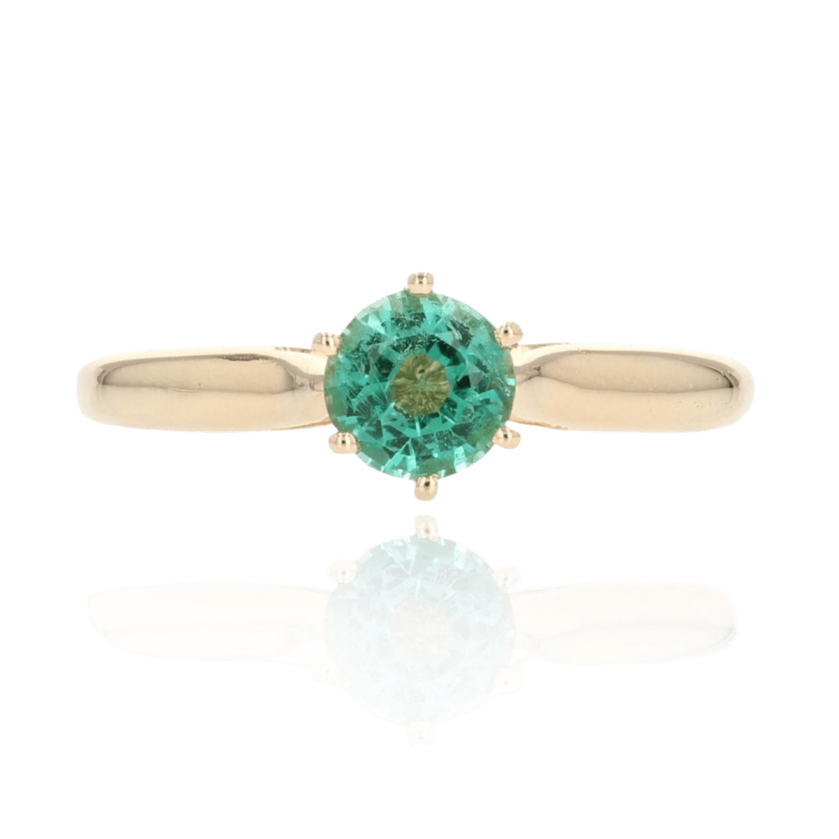 Bague Solitaire en or jaune et émeraude - Castafiore