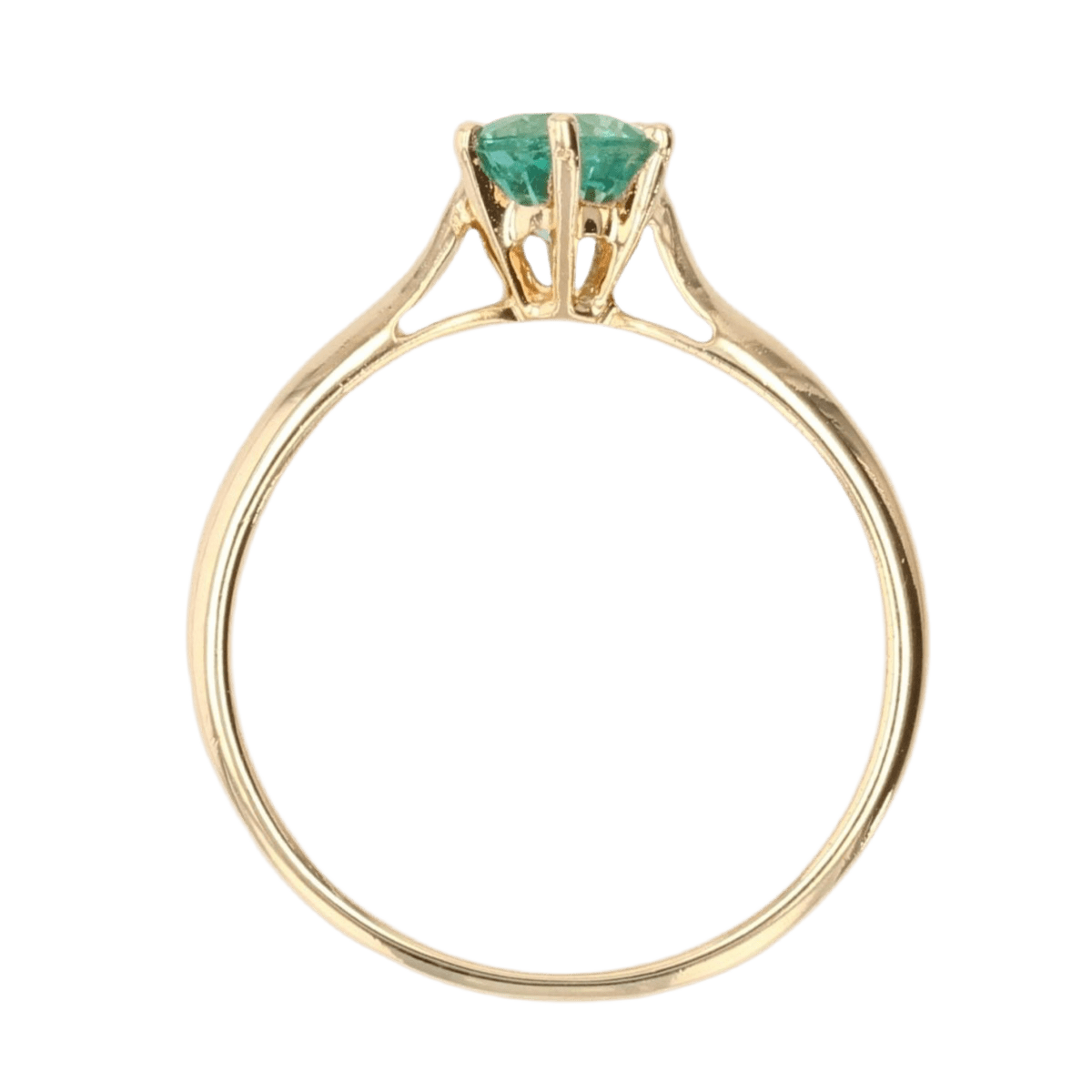 Bague Solitaire en or jaune et émeraude - Castafiore