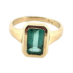 Bague Solitaire en or jaune et émeraude - Castafiore