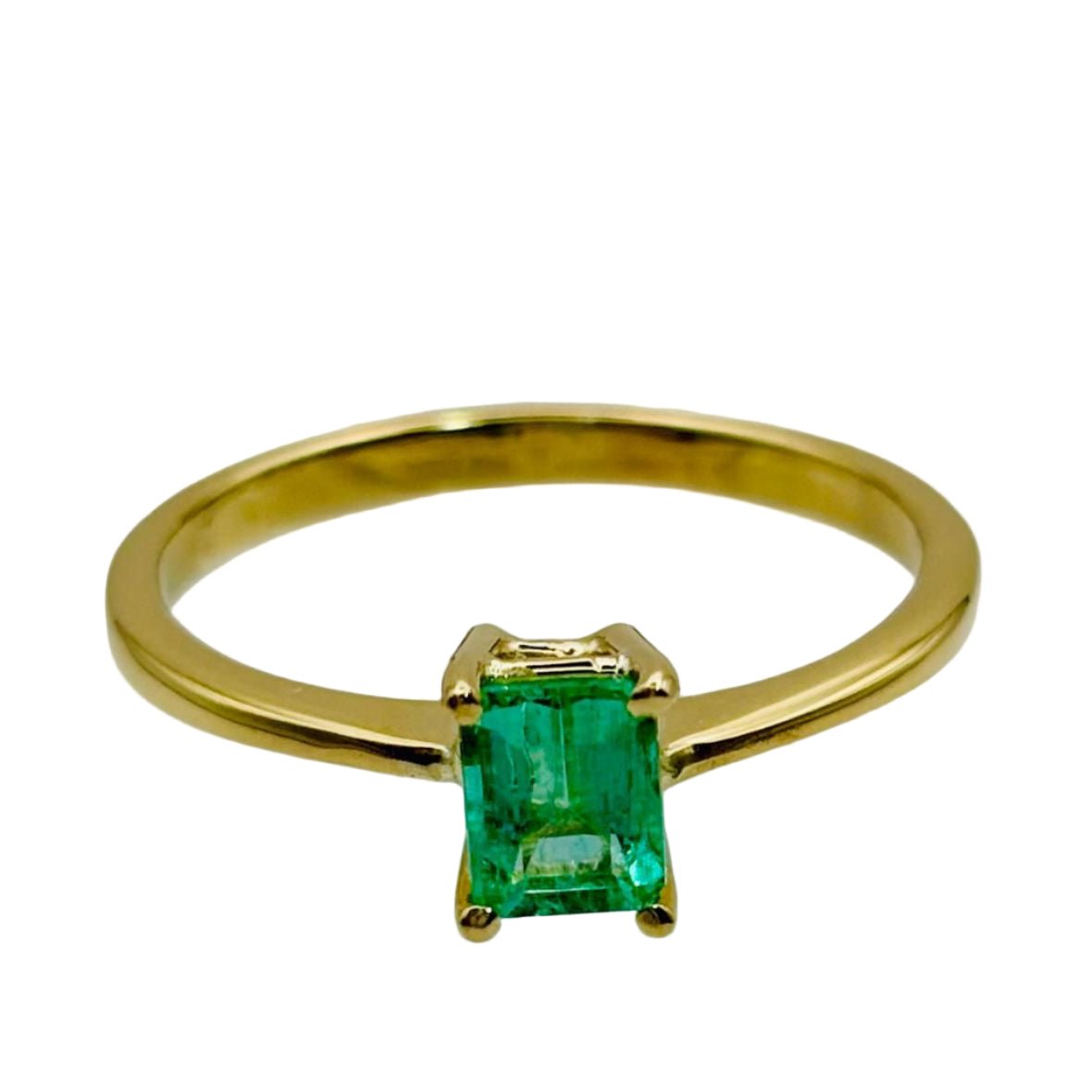 Bague Solitaire en or jaune et émeraude - Castafiore