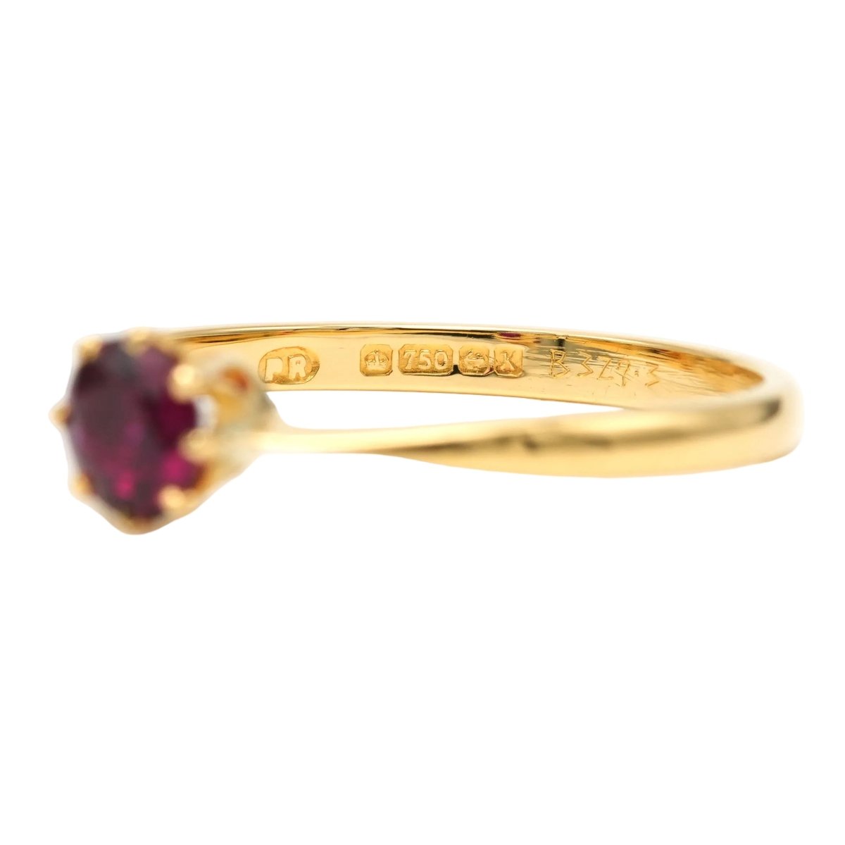 Bague Solitaire en or jaune et grenat - Castafiore