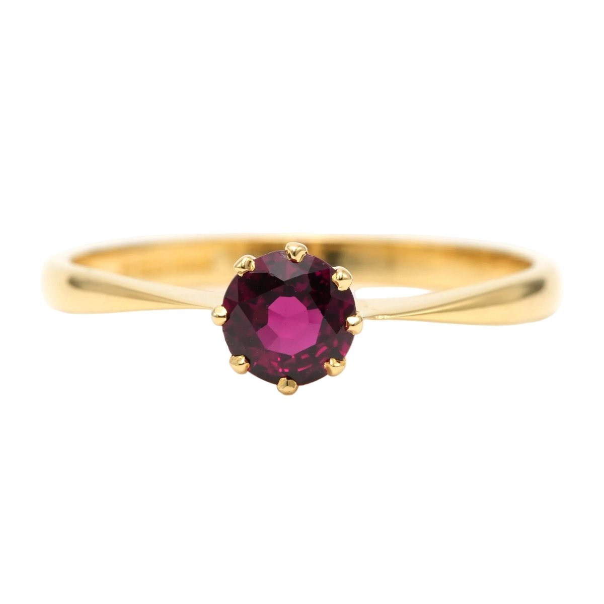 Bague Solitaire en or jaune et grenat - Castafiore