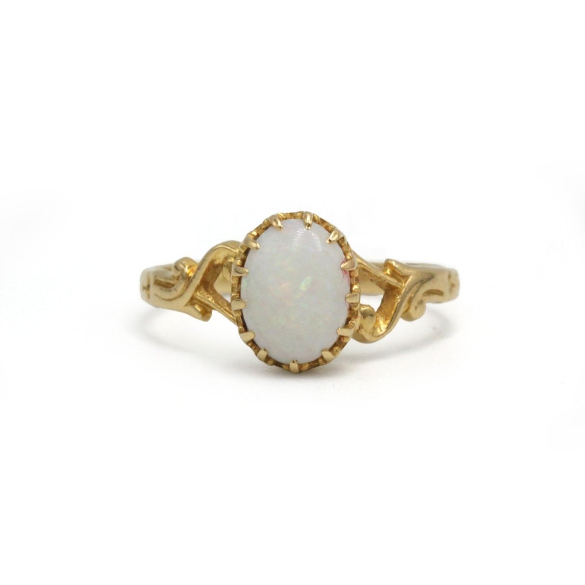 Bague Solitaire en or jaune et opale - Castafiore