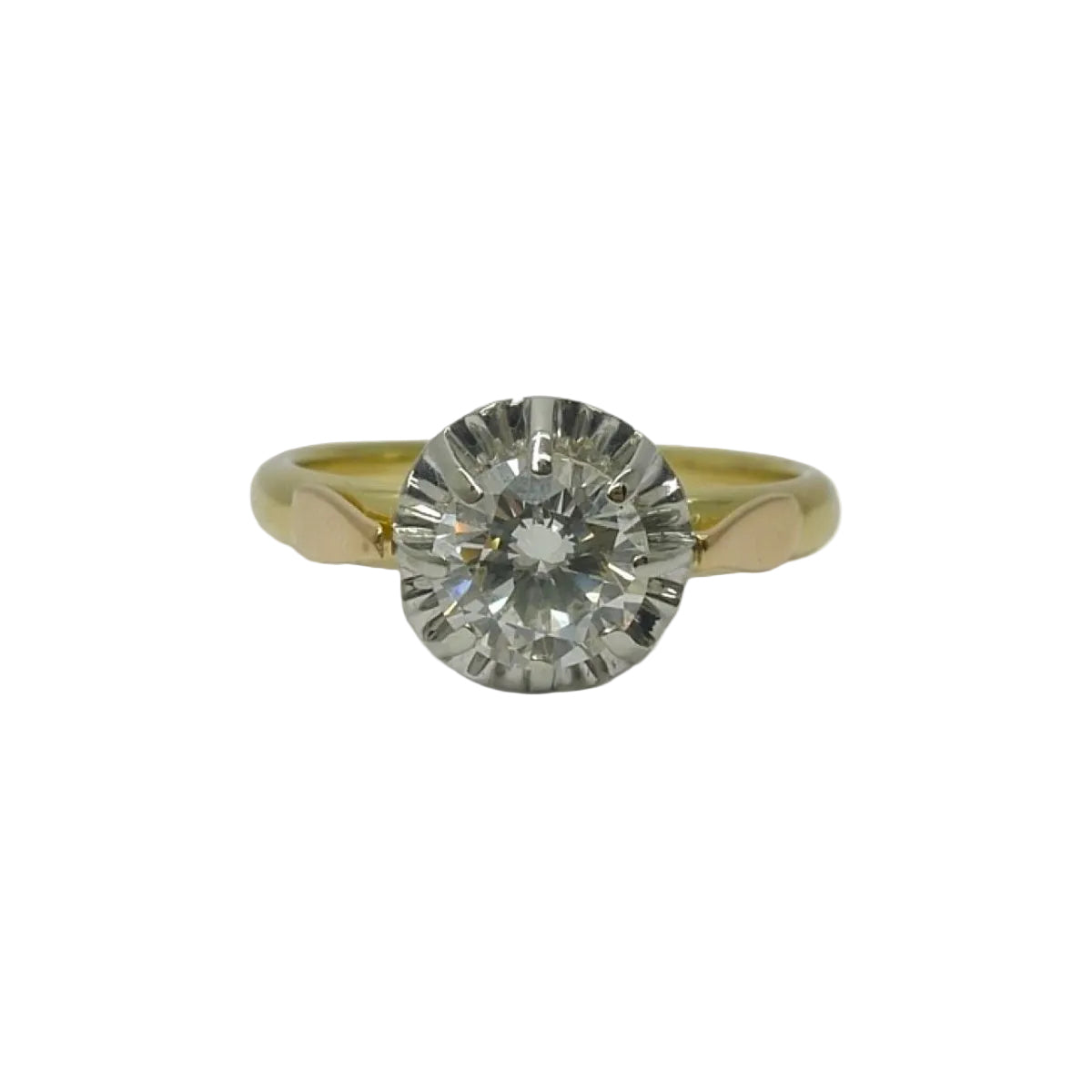Bague solitaire en or jaune et or blanc avec diamant - Castafiore