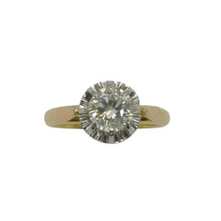 Bague solitaire en or jaune et or blanc avec diamant - Castafiore