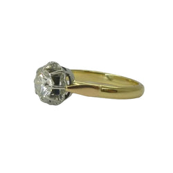 Bague solitaire en or jaune et or blanc avec diamant - Castafiore