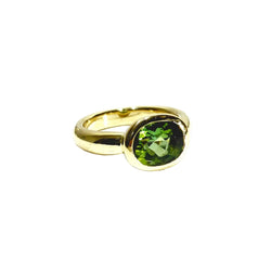 Bague Solitaire en or jaune et péridot - Castafiore