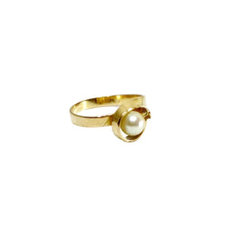 Bague Solitaire en or jaune et perle - Castafiore