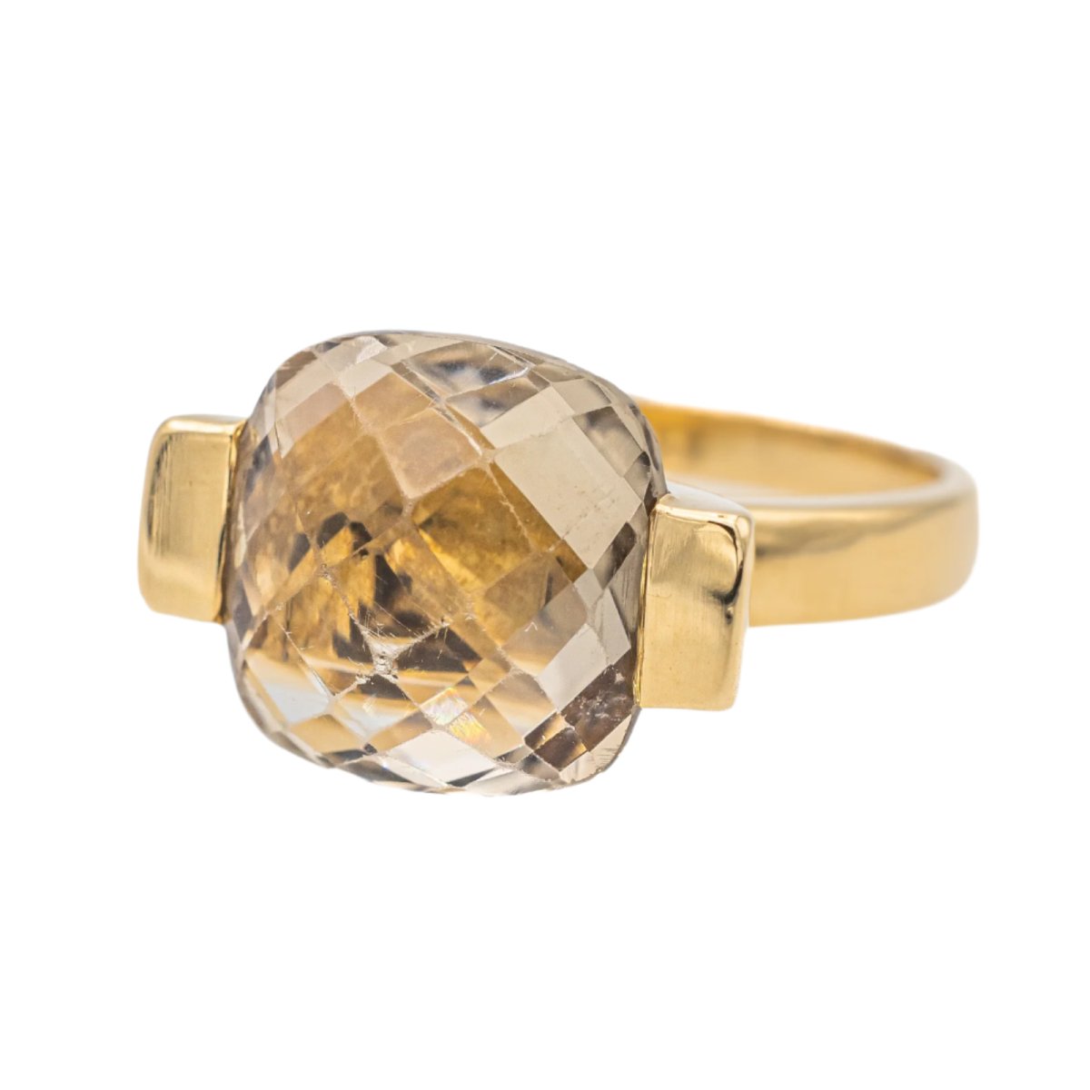 Bague Solitaire en or jaune et quartz fumé - Castafiore