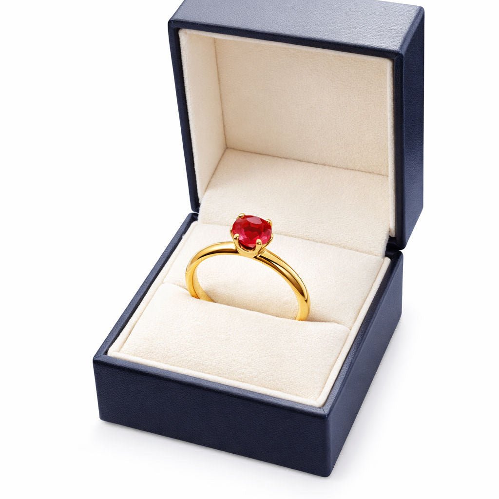 Bague Solitaire en or jaune et rubellite - Castafiore