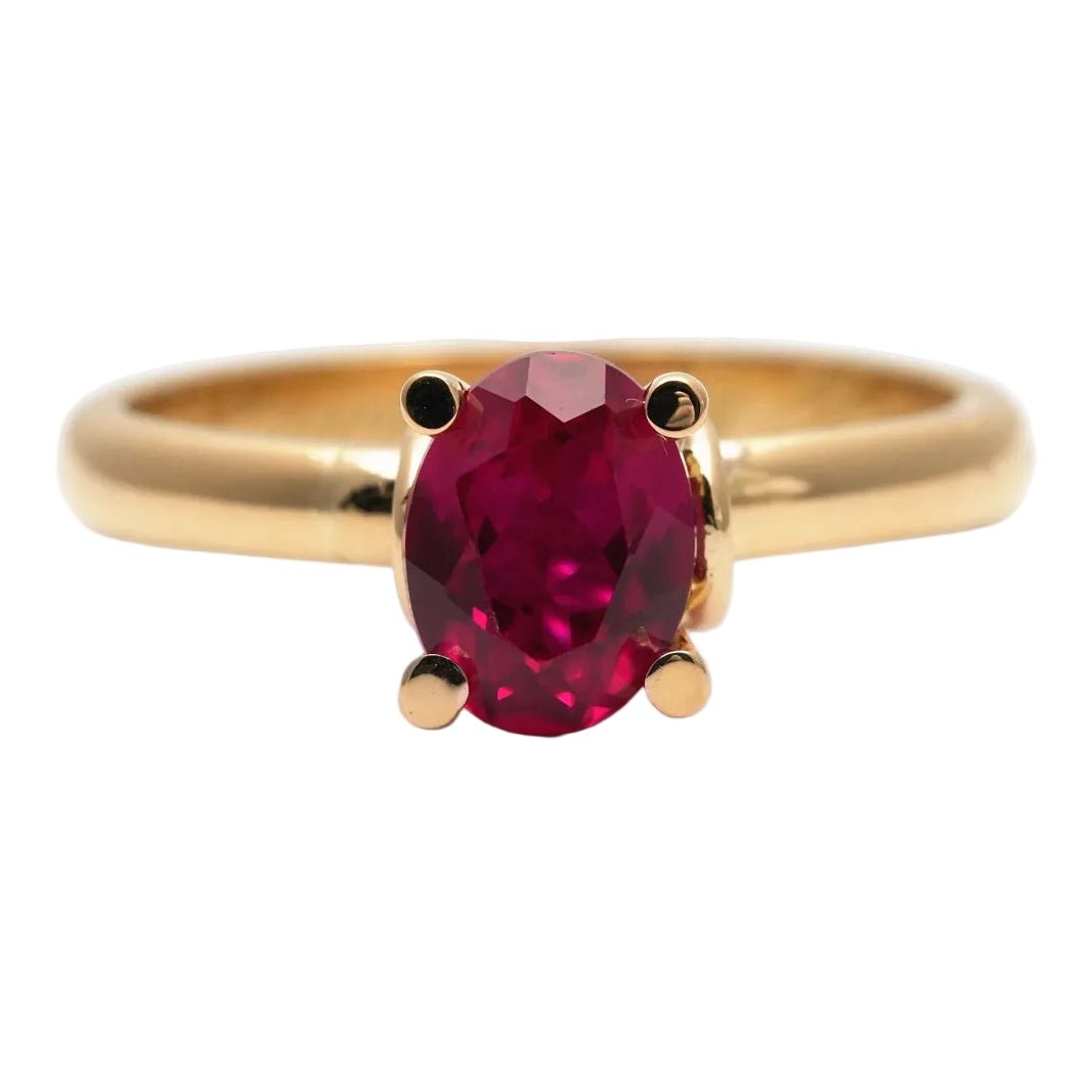 Bague Solitaire en or jaune et rubis - Castafiore