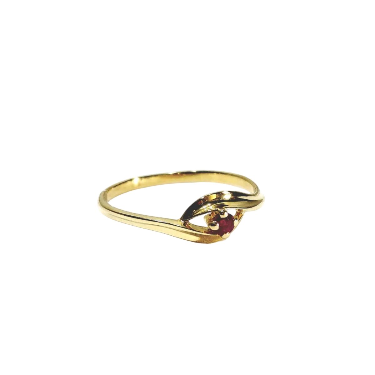 Bague Solitaire en or jaune et rubis - Castafiore