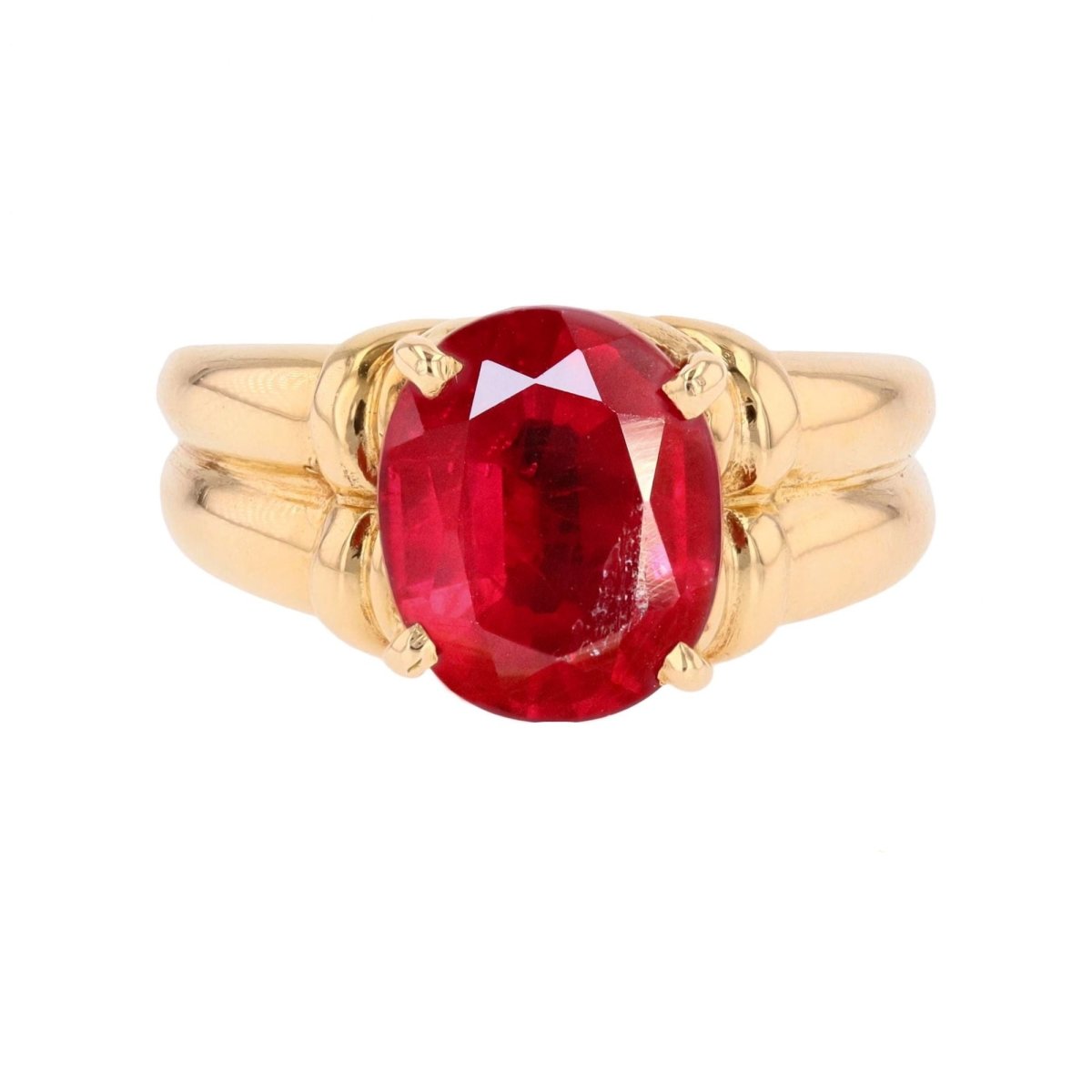 Bague Solitaire en or jaune et rubis - Castafiore