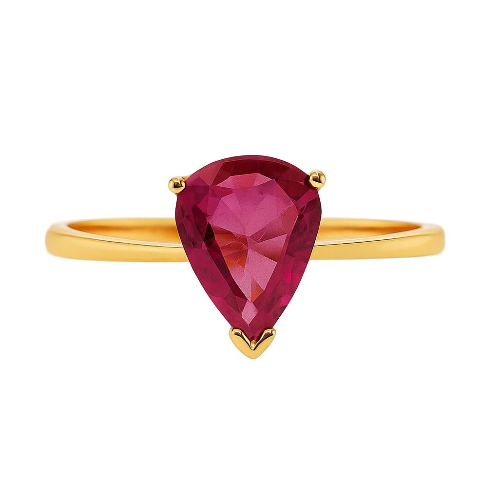 Bague Solitaire en or jaune et rubis - Castafiore