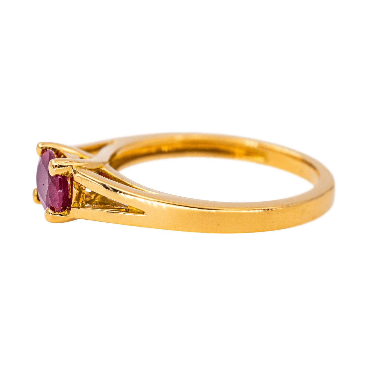 Bague Solitaire en or jaune et rubis - Castafiore