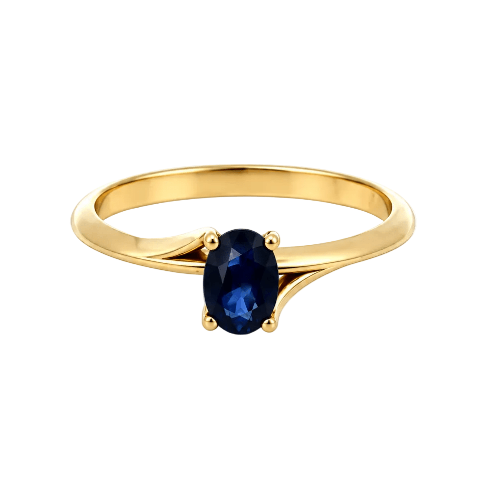 Bague Solitaire en or jaune et saphir - Castafiore