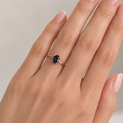 Bague Solitaire en or jaune et saphir - Castafiore