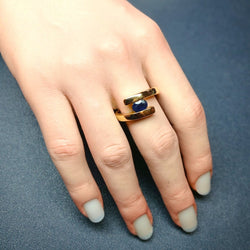 Bague Solitaire en or jaune et saphir - Castafiore