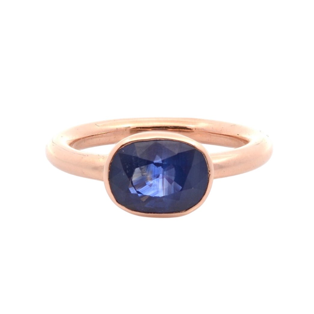 Bague Solitaire en or jaune et saphir - Castafiore