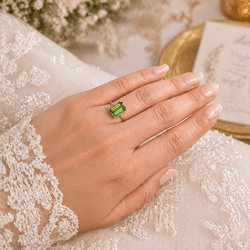Bague Solitaire en or jaune et tourmaline - Castafiore