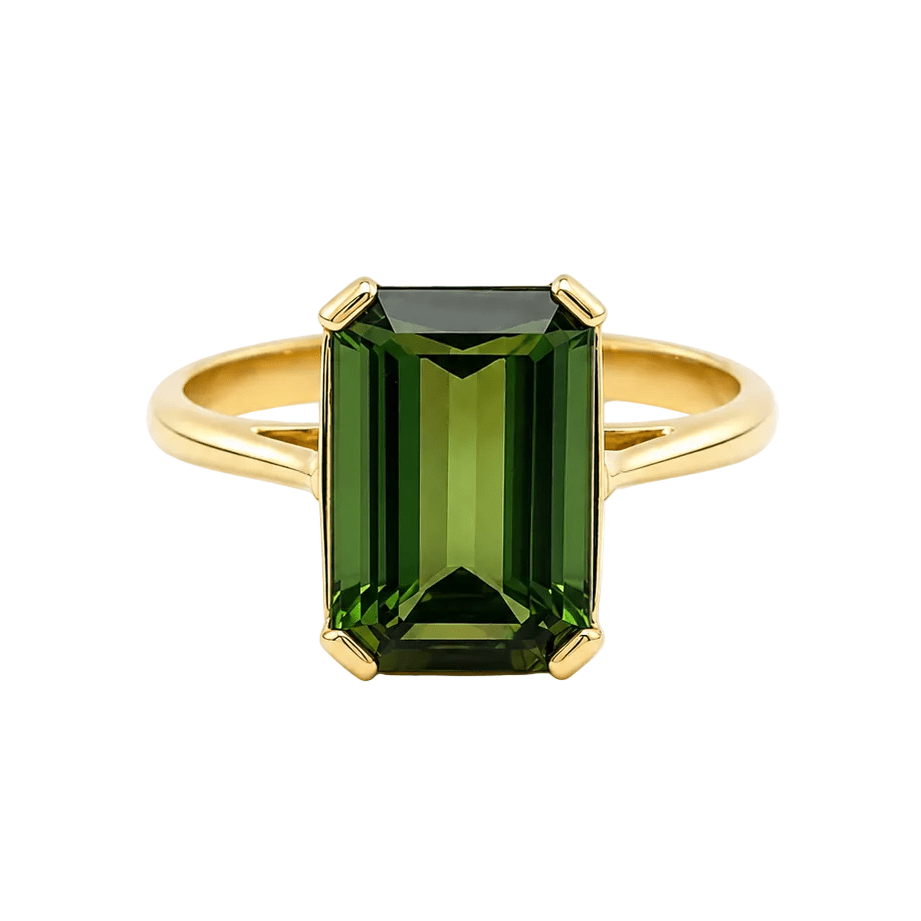 Bague Solitaire en or jaune et tourmaline - Castafiore