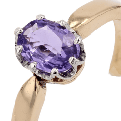 Bague Solitaire en or jaune, or blanc et saphir - Castafiore