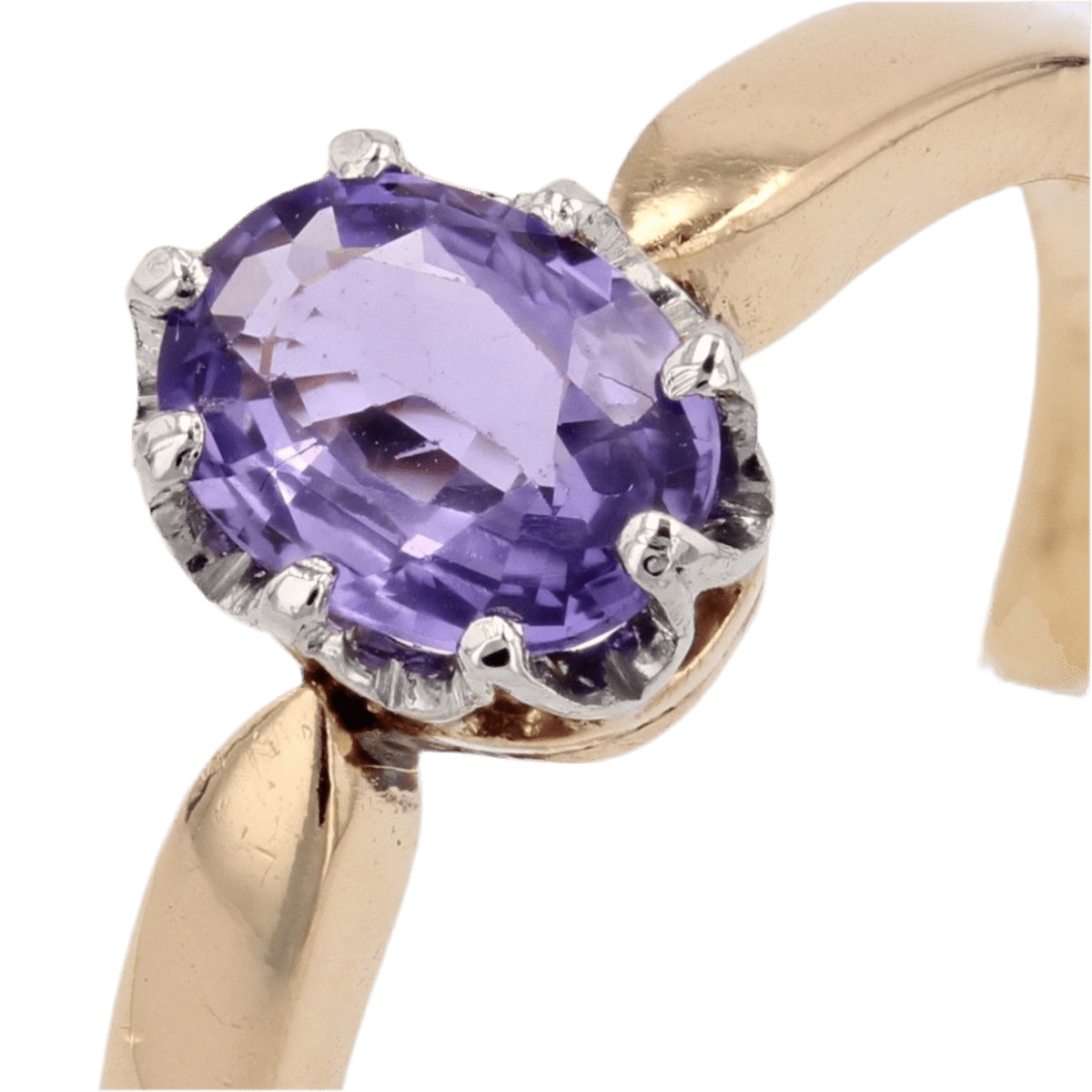 Bague Solitaire en or jaune, or blanc et saphir - Castafiore