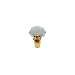 Bague Solitaire en or jaune, or blanc, pierre de lune et diamants - Castafiore