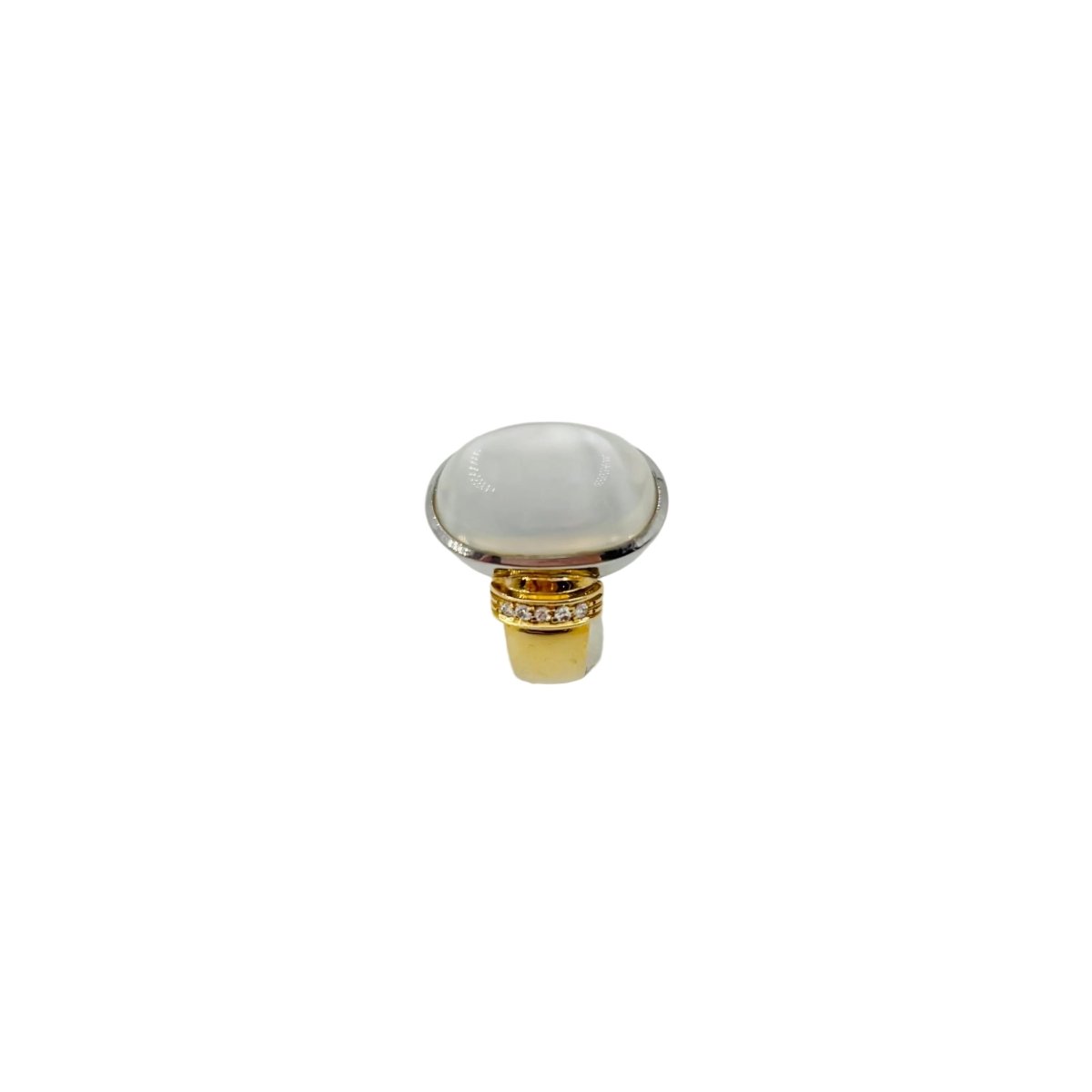 Bague Solitaire en or jaune, or blanc, pierre de lune et diamants - Castafiore