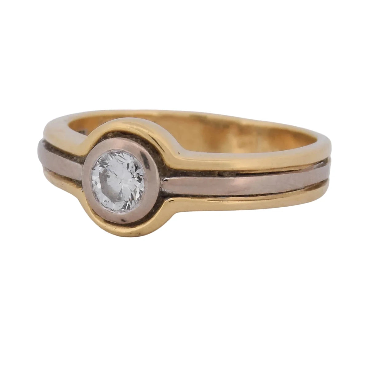 Bague Solitaire en or jaune, or rose et diamant - Castafiore