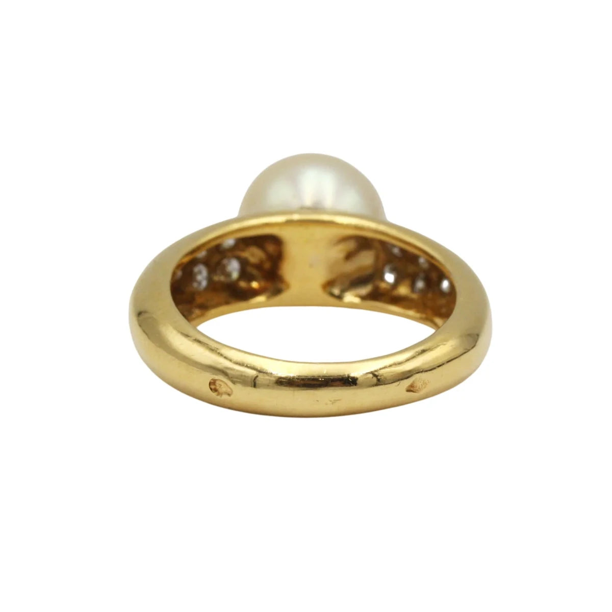 Bague Solitaire en or jaune, perle et diamants - Castafiore