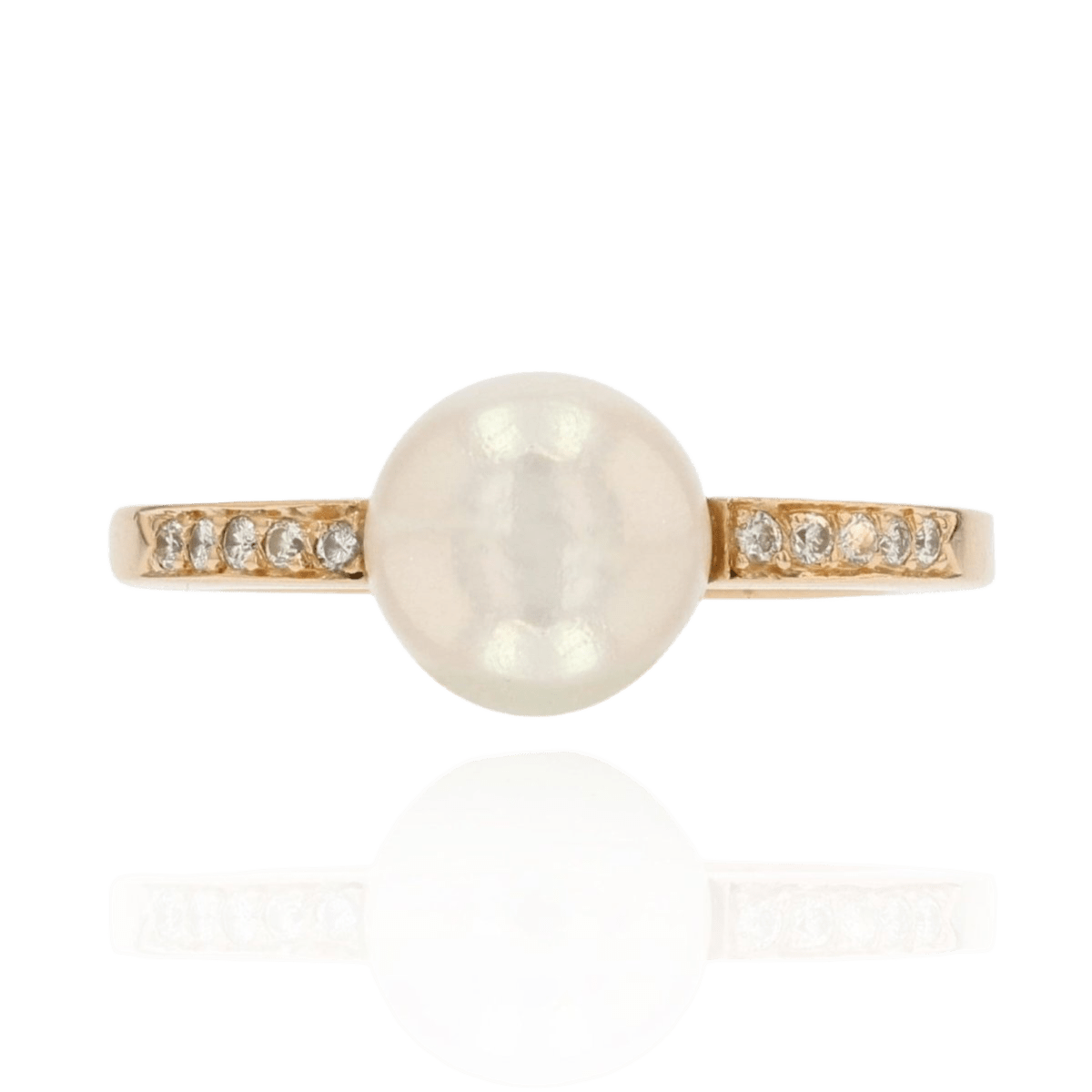 Bague Solitaire en or jaune, perle et diamants - Castafiore