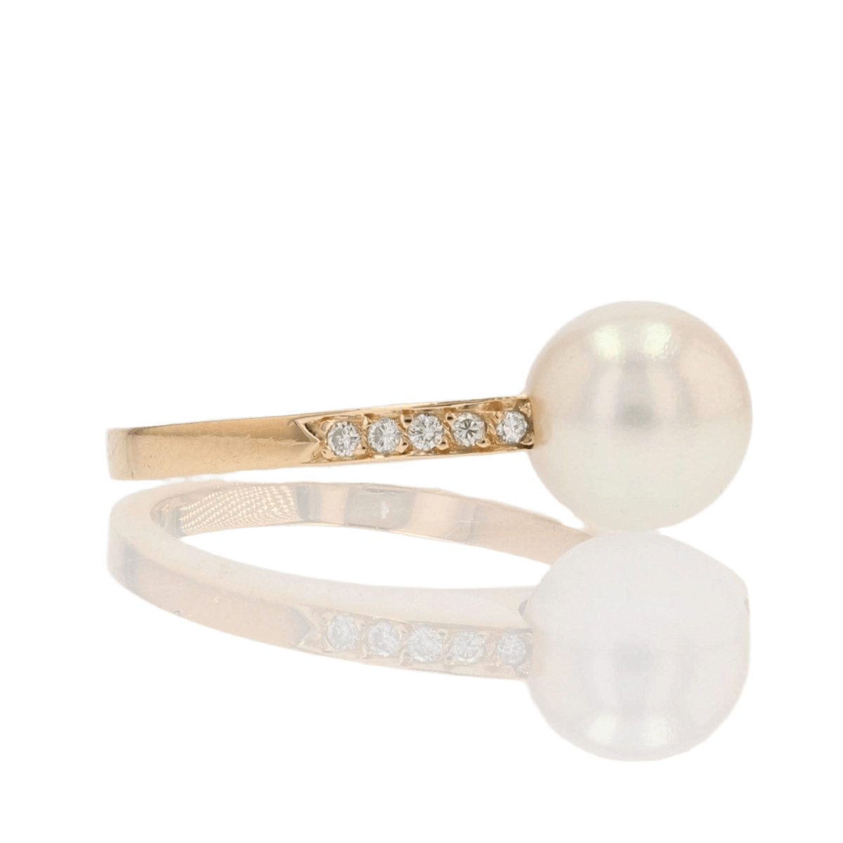 Bague Solitaire en or jaune, perle et diamants - Castafiore