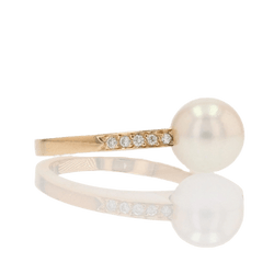 Bague Solitaire en or jaune, perle et diamants - Castafiore